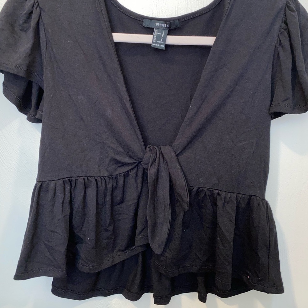 Forever 21 Black Tie Blouse